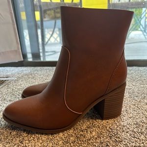 Brown faux leather booties